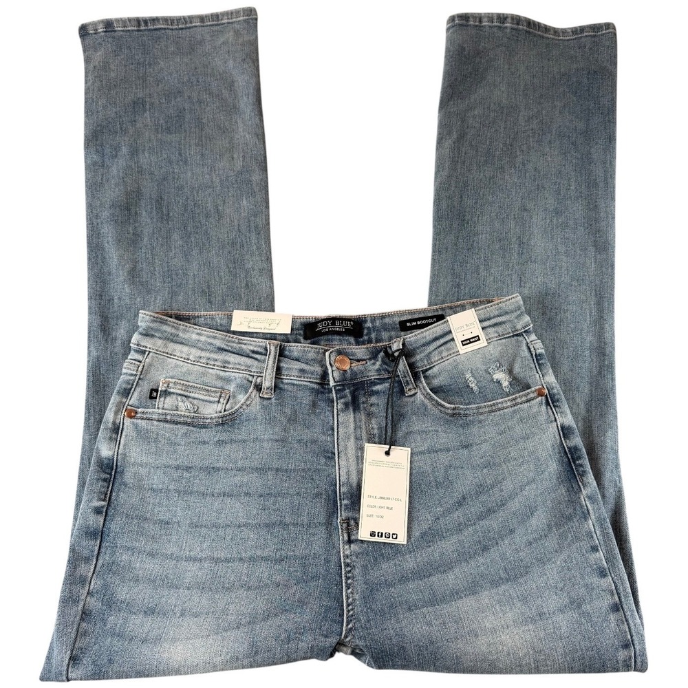 Judy Blue Boot Scootin Boogie High Rise Slim Bootcut Jeans Light Blue 15/32